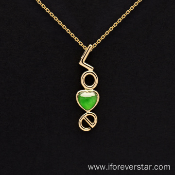 18K Yellow Gold Icy Jadeite Pendant